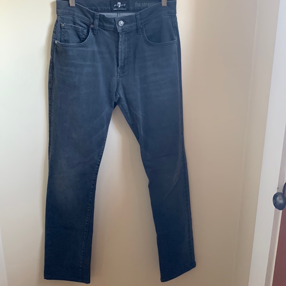 7 for all mankind black washed “the straight” jeans, size 29